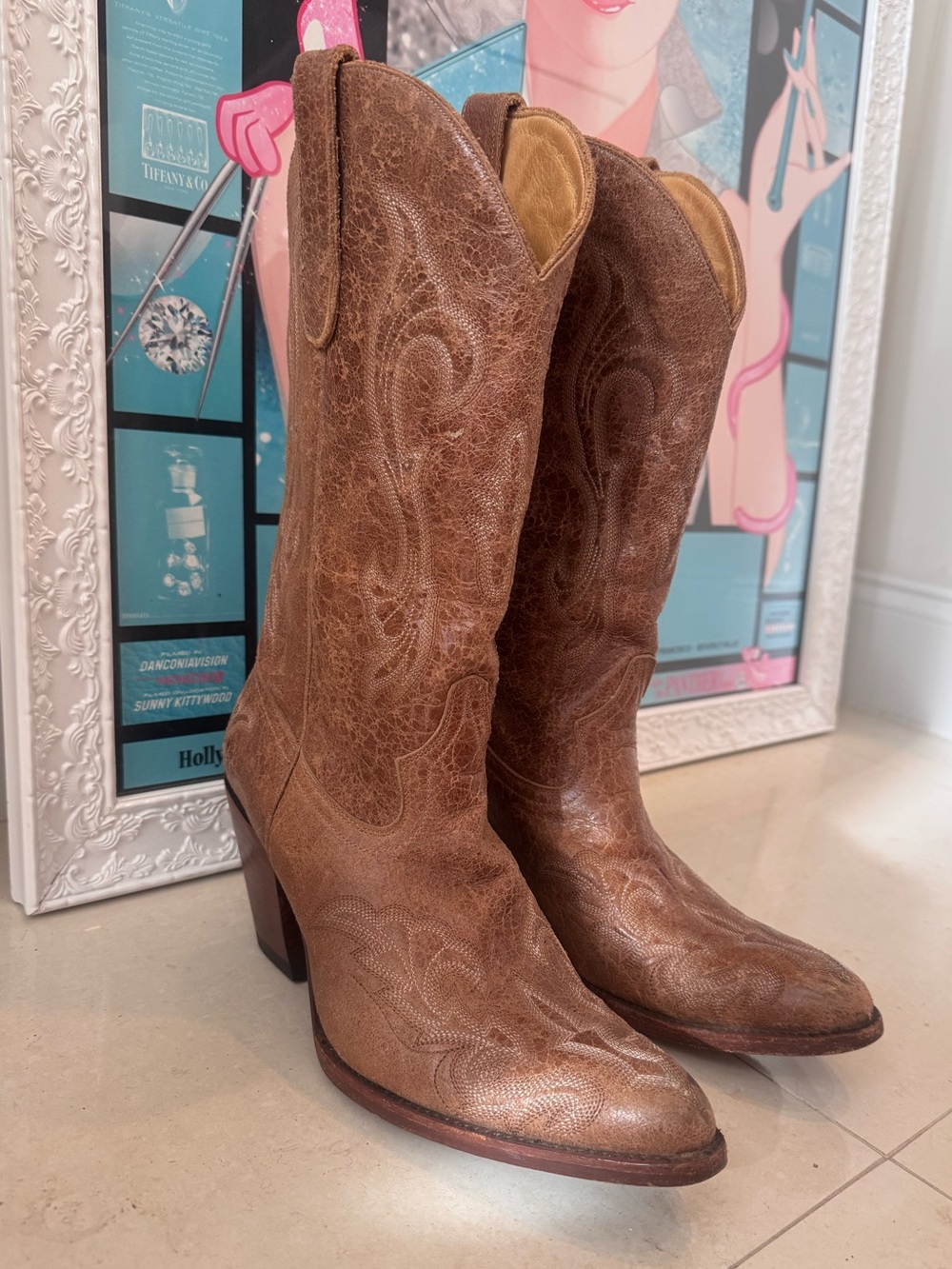LIKE NEW Original SPACE COWBOY NYC Vintage Handcrafted Leather Western Boots🧚‍♀️